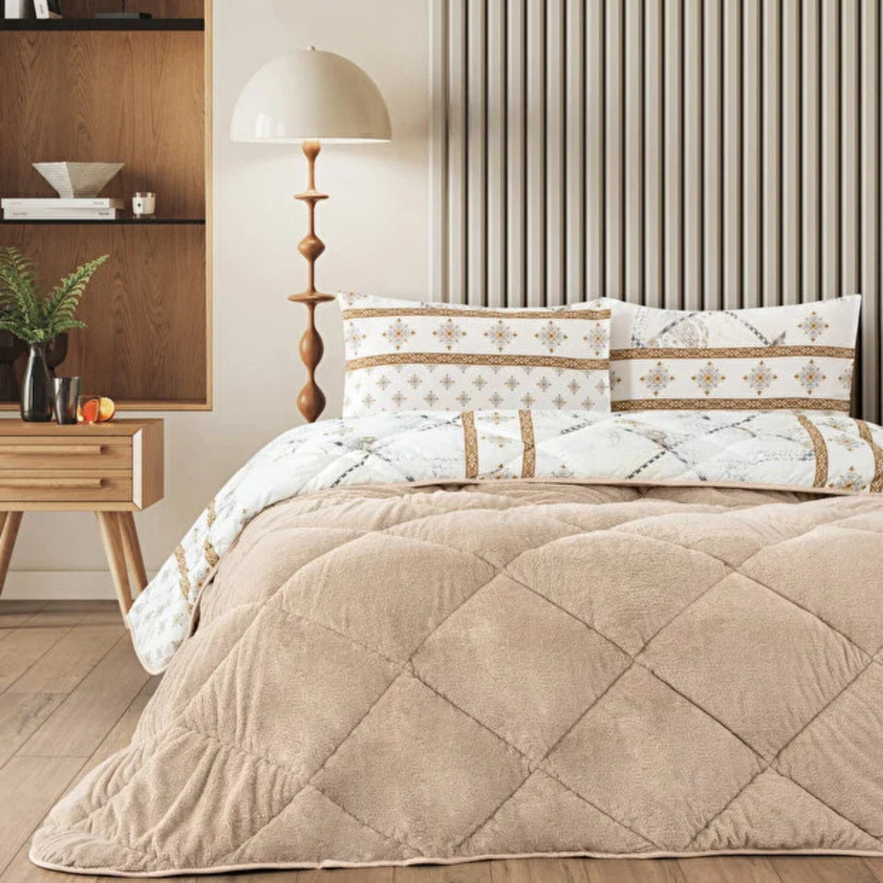 Dekbed Zonder Overtrek | Inclusief Kussensloop | Teddy | Beige