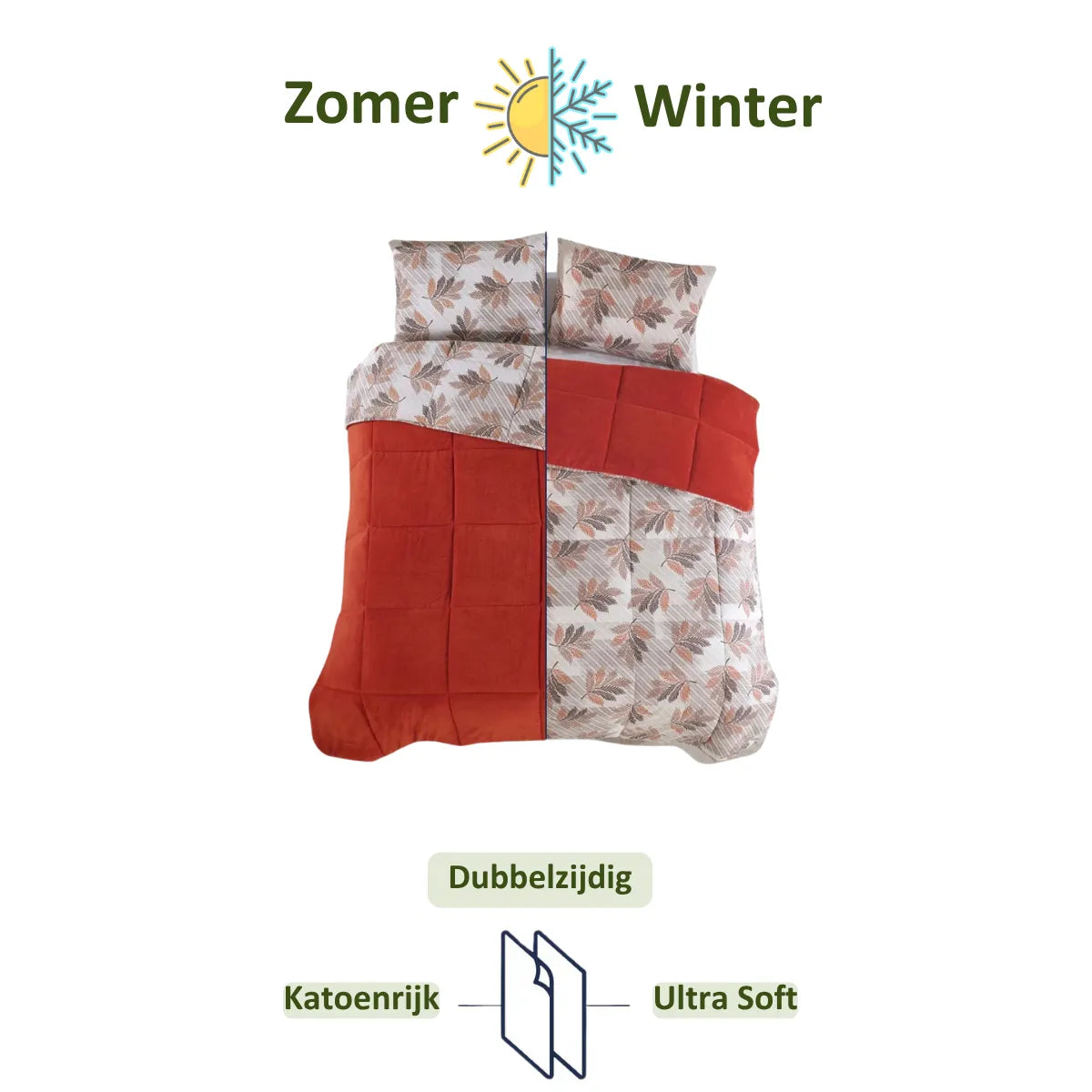 Dekbed Zonder Overtrek | Inclusief Kussensloop | Teddy | Oranje