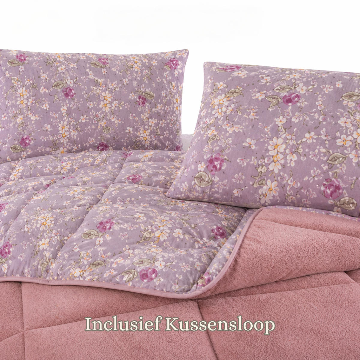 Dekbed Zonder Overtrek | Inclusief Kussensloop | Teddy | Roze