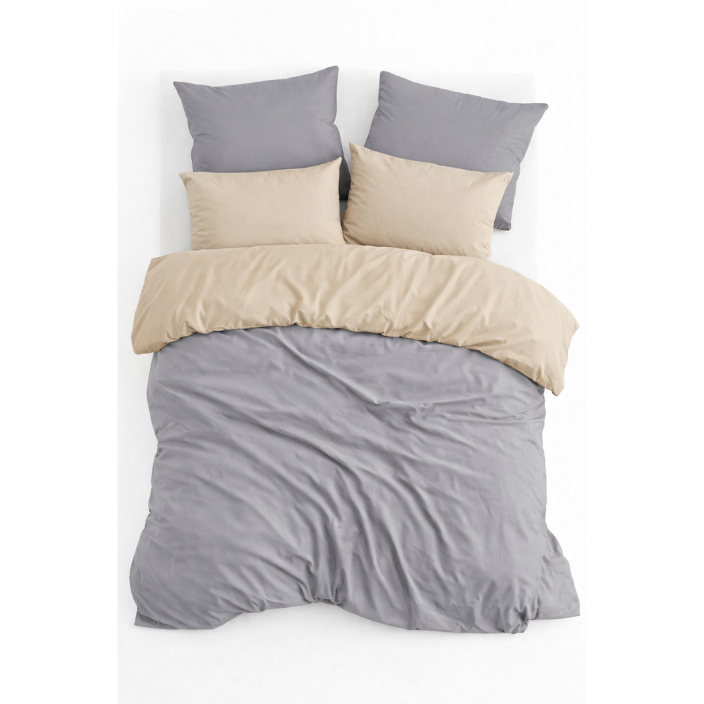 Renforcé Wende-Bettwäsche-Set | Beige/Grau