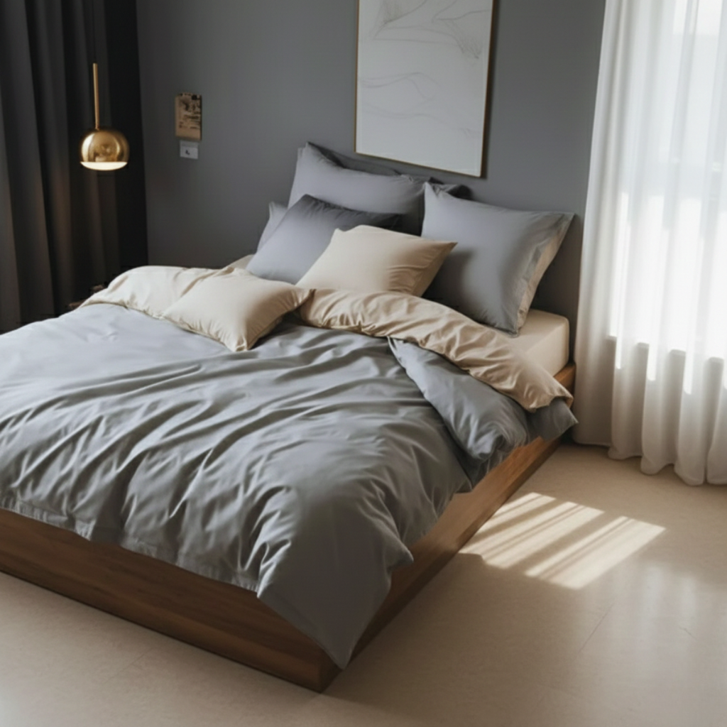 Renforcé Wende-Bettwäsche-Set | Beige/Grau