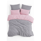Renforcé-Wende-Bettwäsche-Set | Rosa/Grau