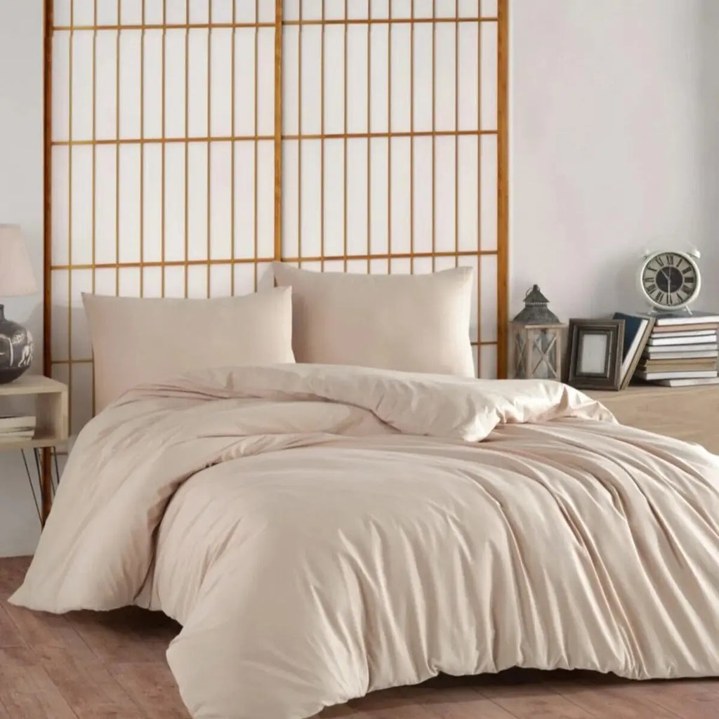 Percale Duvet Cover Set | Beige