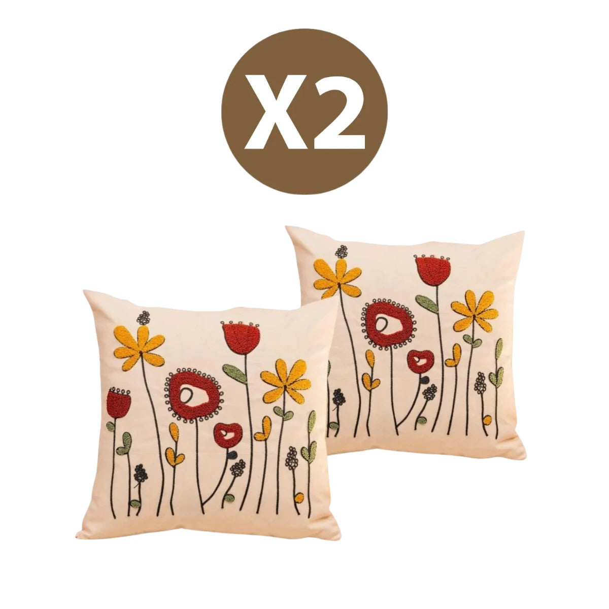 Sierkussenhoezen | 100% Katoen | 43×43 cm | Set van 2