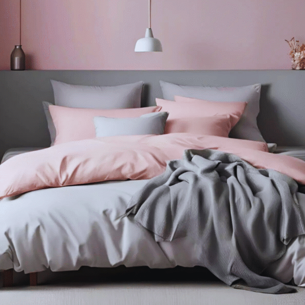 Renforcé Dubbelzijdig Dekbedovertrekset - Roze/Grijs - Inclusief Hoeslaken & Kussensloop