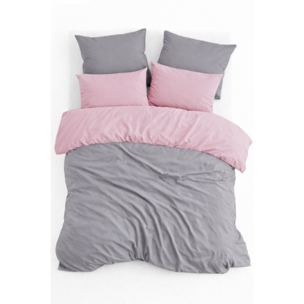 Renforcé Dubbelzijdig Dekbedovertrekset - Roze/Grijs - Inclusief Hoeslaken & Kussensloop