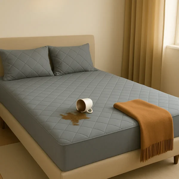 Kapitone Waterdichte Matrasbeschermer – Fitted – Grijs