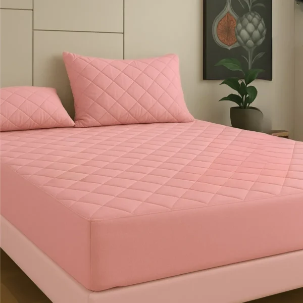 Kapitone Waterdichte Matrasbeschermer - Fitted - Roze