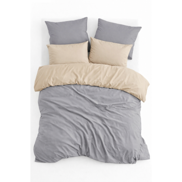 Renforcé Dubbelzijdig Dekbedovertrekset – Beige/Grijs – Inclusief Hoeslaken & Kussensloop