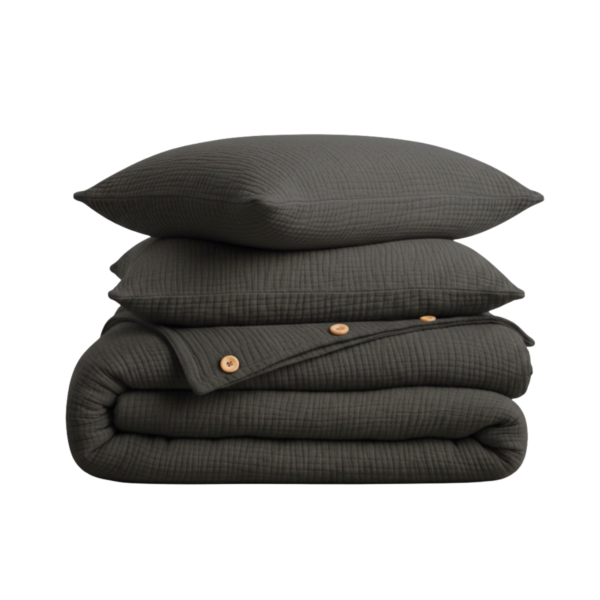 Mousseline Dekbedovertrek – Antraciet – Inclusief Hoeslaken & Kussensloop