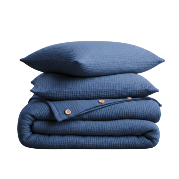 Mousseline Dekbedovertrek – Blauw – Inclusief Hoeslaken & Kussensloop