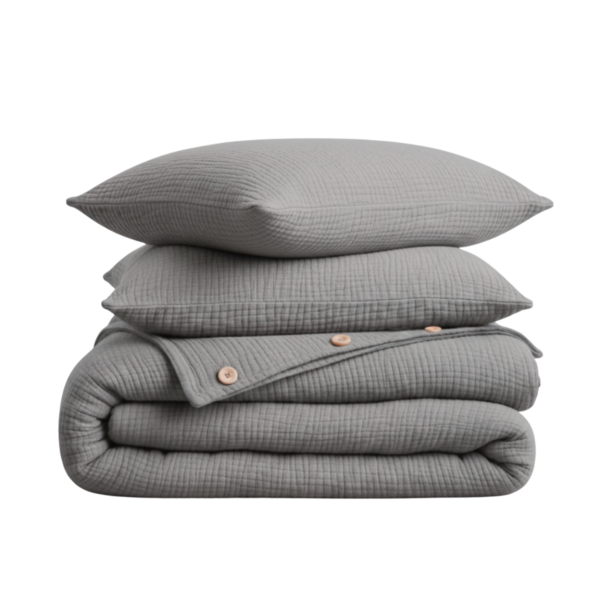 Mousseline Dekbedovertrek – Grijs – Inclusief Hoeslaken & Kussensloop