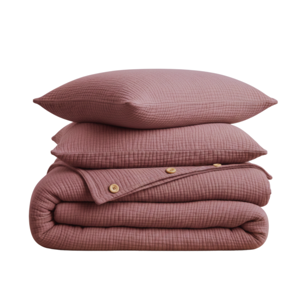 Mousseline Dekbedovertrek – Ouderoze – Inclusief Hoeslaken & Kussensloop