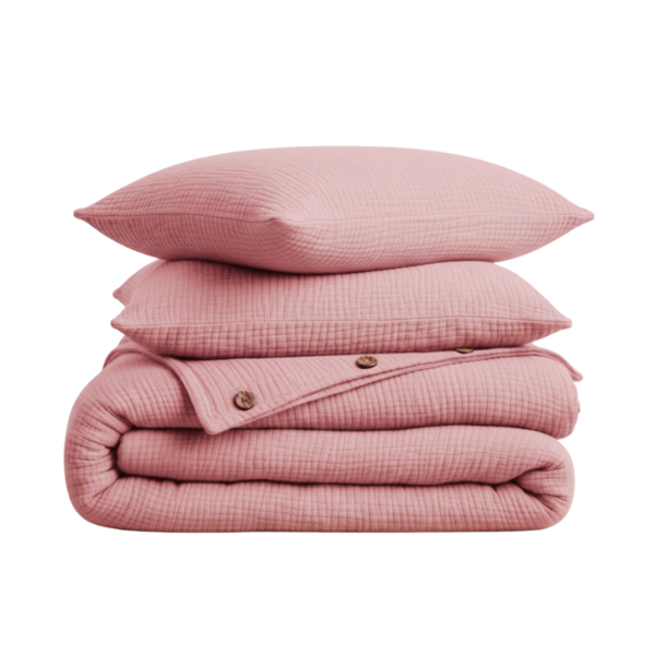 Mousseline Dekbedovertrek – Roze – Inclusief Hoeslaken & Kussensloop
