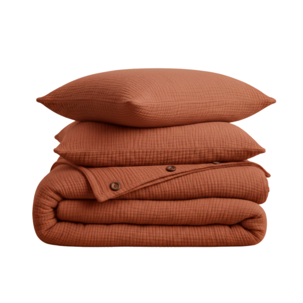 Mousseline Dekbedovertrek – Terracotta – Inclusief Hoeslaken & Kussensloop